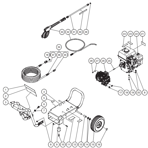 MITM WP-3000-1MHB pressure washer parts and manual